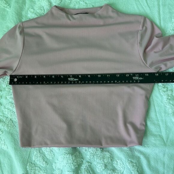 Naked Wardrobe Pink funnel neck long sleeve crop top - Picture 3 of 5